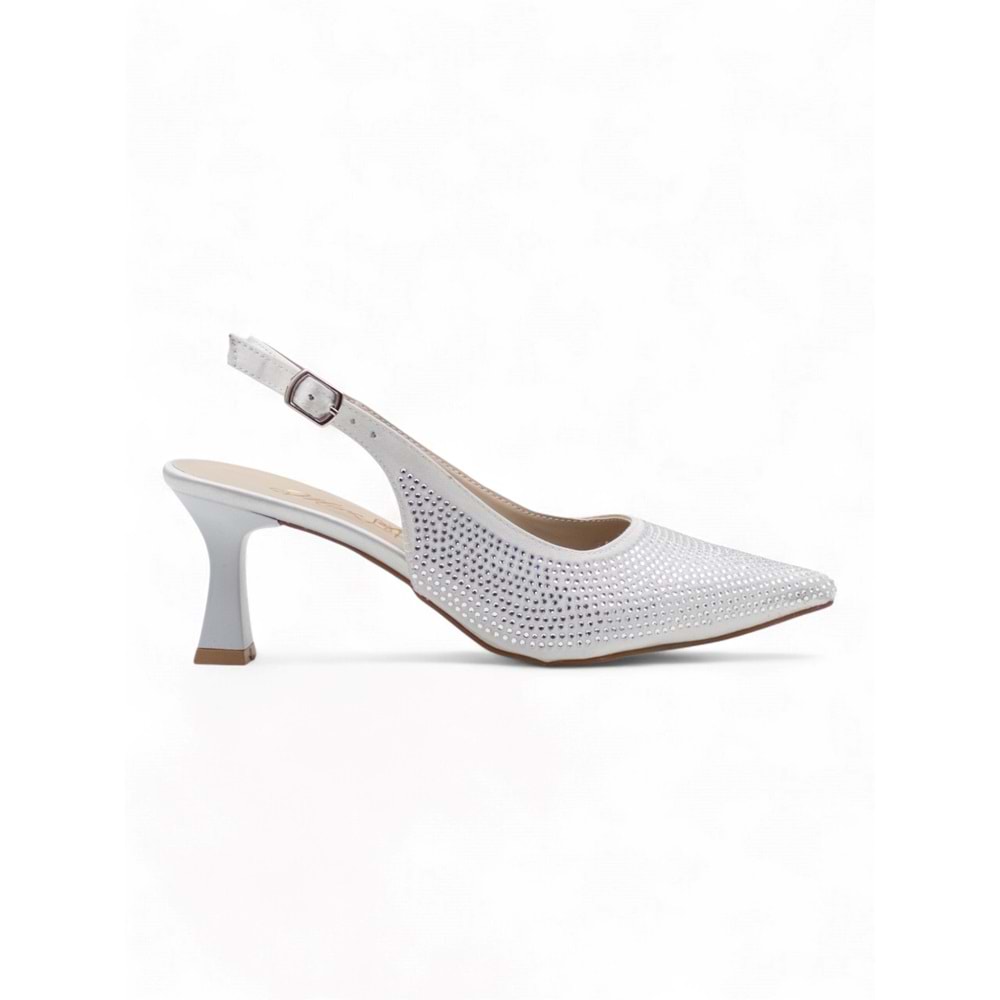 BERK TAŞLI ALÇAK KADEH TOPUKLU ABİYE - BEYAZ - 36