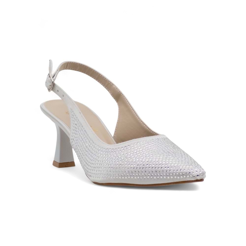 BERK TAŞLI ALÇAK KADEH TOPUKLU ABİYE - BEYAZ - 36