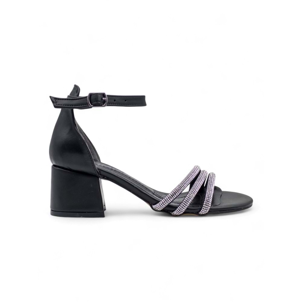 BERK TAŞLI ALÇAK TOPUKLU ABİYE CİLT - SİYAH - 40