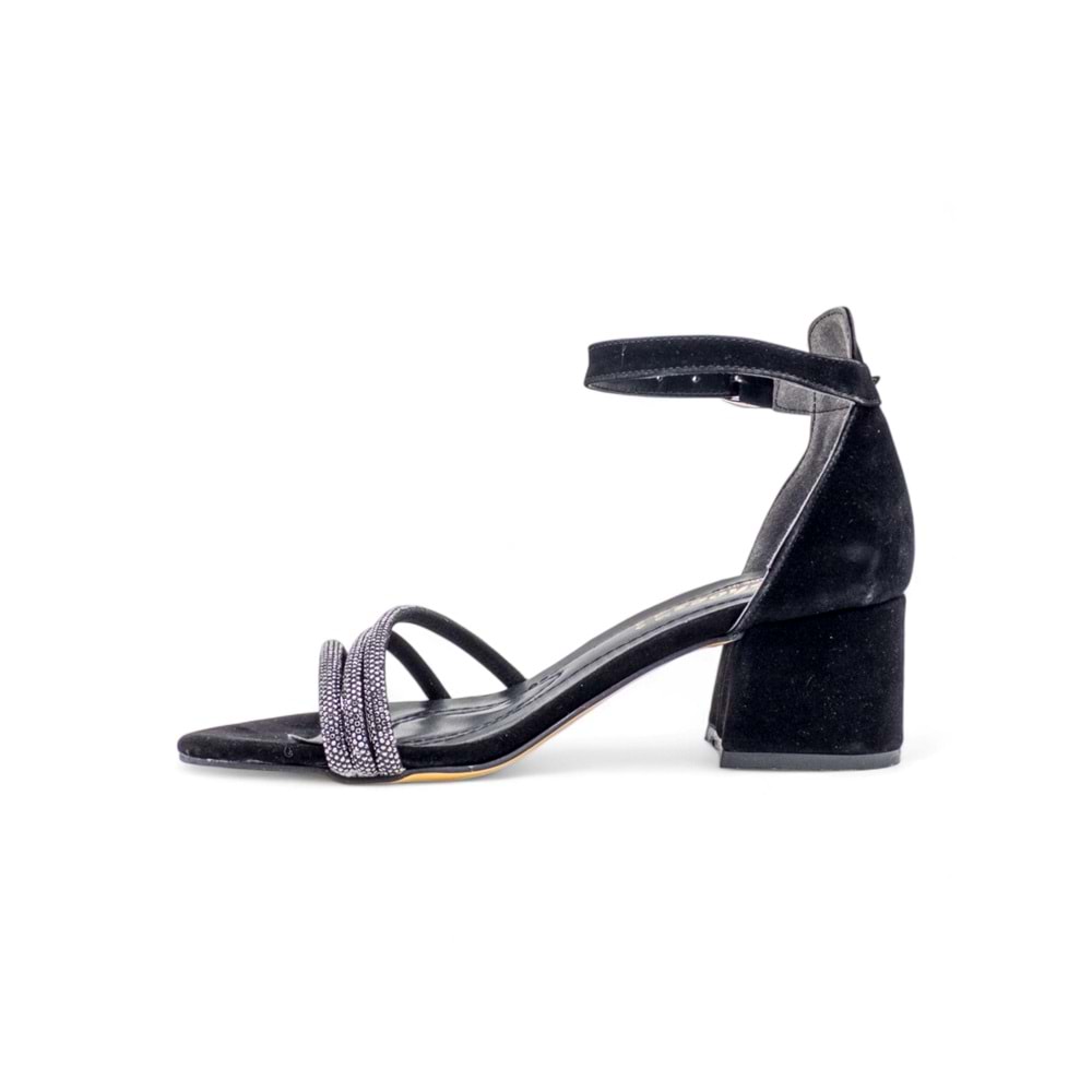 BERK TAŞLI ALÇAK TOPUKLU ABİYE SÜET - SİYAH - 40