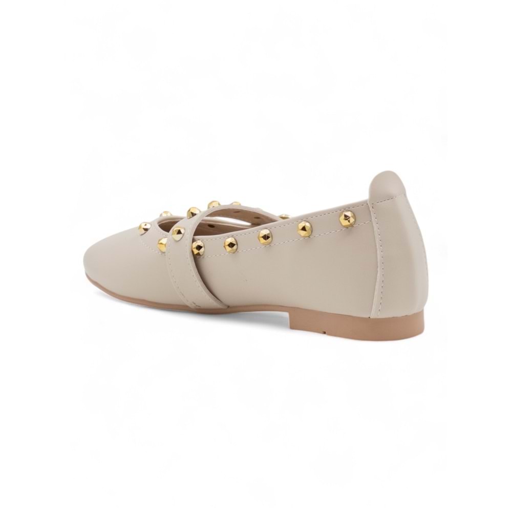 KAYGISIZ ZIMBA DETAYLI TOKALI KADIN BABET - KREM - 37