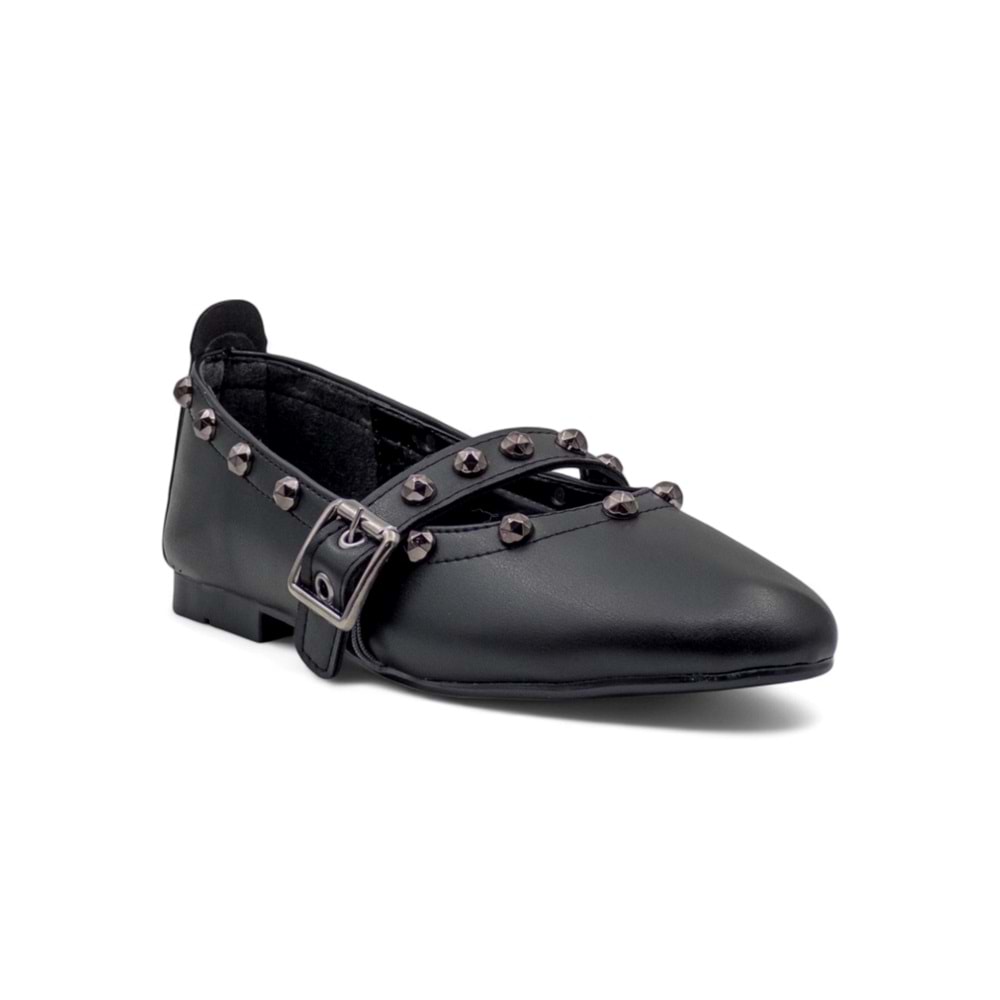 KAYGISIZ ZIMBA DETAYLI TOKALI KADIN BABET - SİYAH - 40