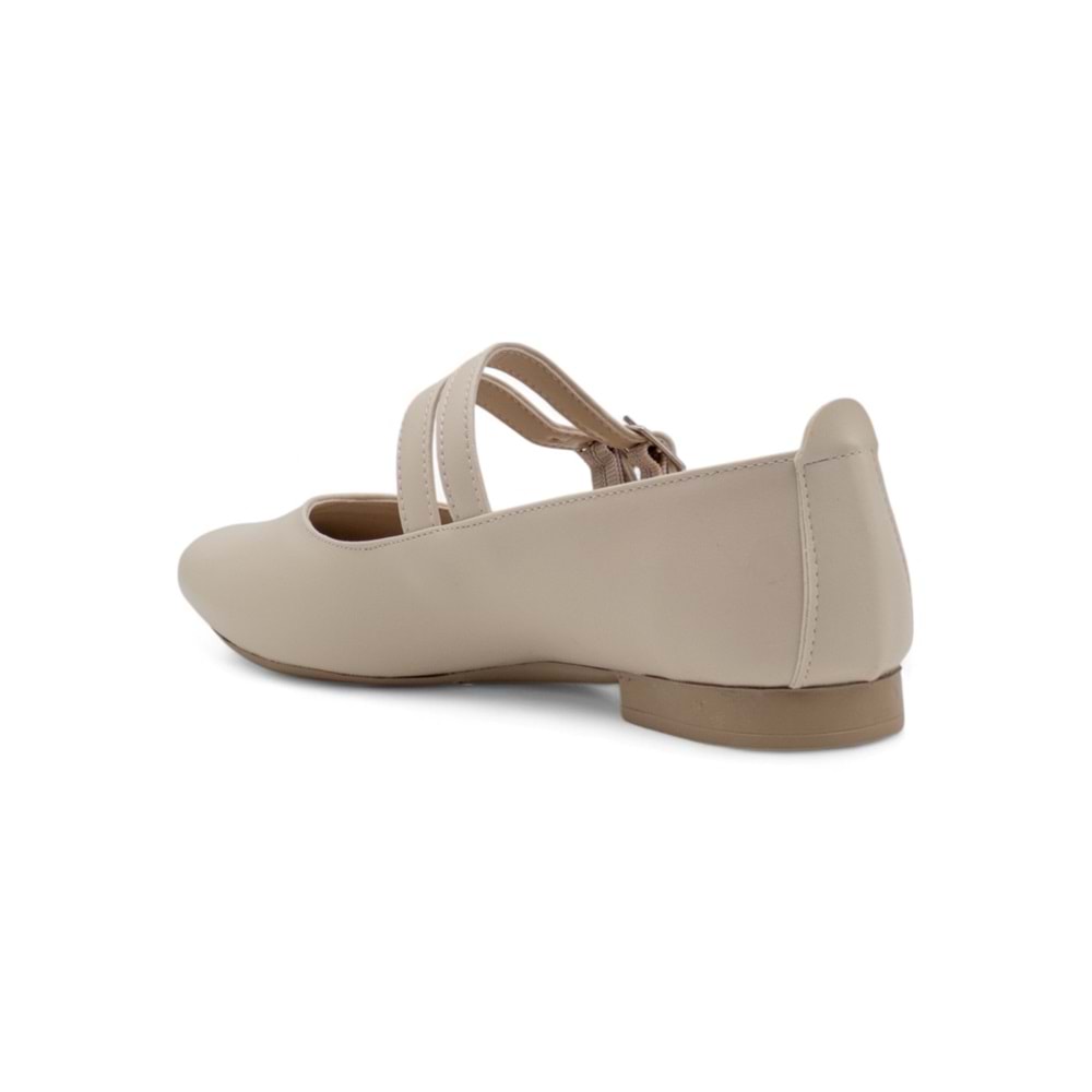 KAYGISIZ ÇİFT TOKALI KADIN BABET - KREM - 36