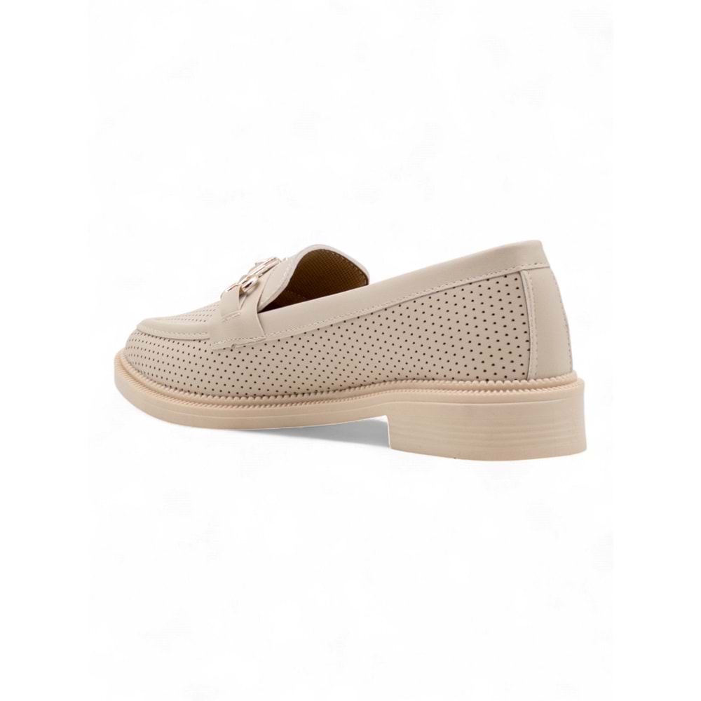 DORUK SHOES TOKALI GÜNLÜK KADIN LOAFER AYAKKABI - KREM - 38