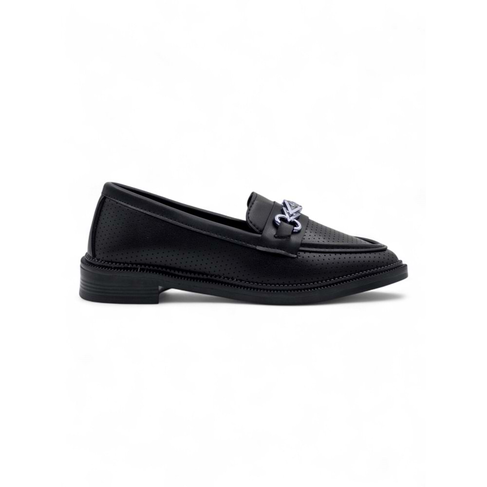 DORUK SHOES TOKALI GÜNLÜK KADIN LOAFER AYAKKABI - SİYAH - 36