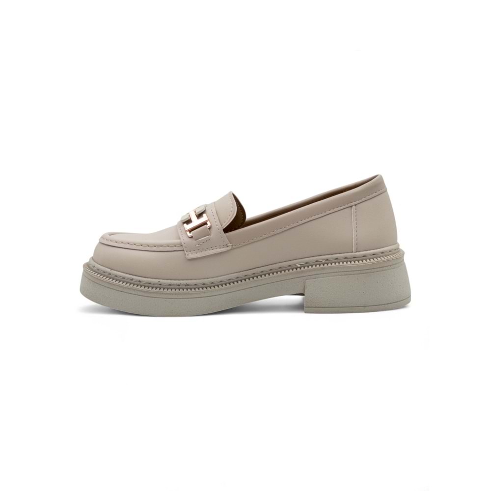 WHİTE ANGEL TOKA DETAYLI KADIN LOAFER AYAKKABI - KREM - 40
