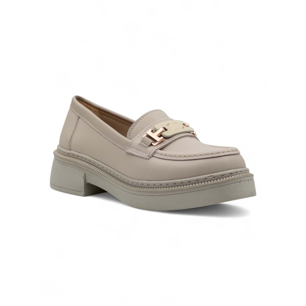 WHİTE ANGEL TOKA DETAYLI KADIN LOAFER AYAKKABI - KREM - 40