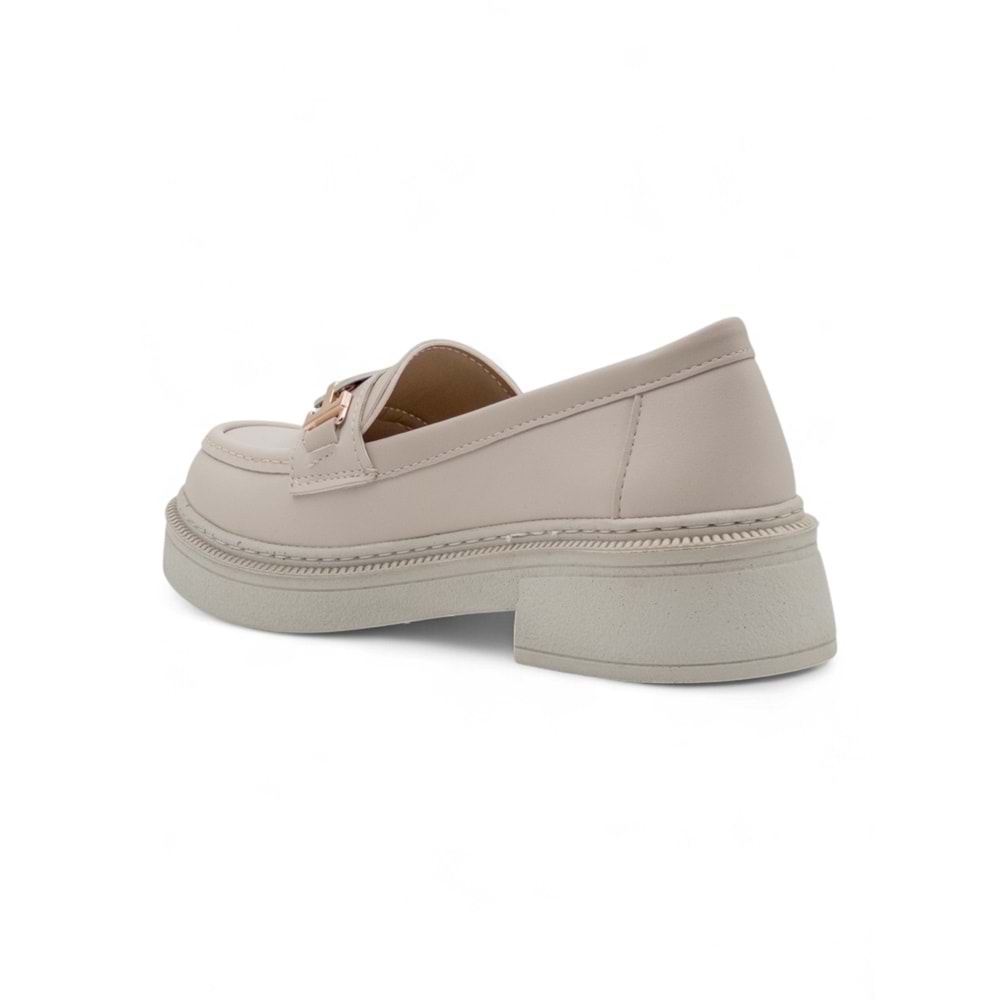 WHİTE ANGEL TOKA DETAYLI KADIN LOAFER AYAKKABI - KREM - 40