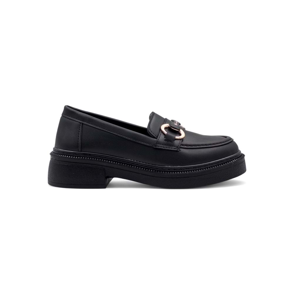 WHİTE ANGEL TOKA DETAYLI KADIN LOAFER AYAKKABI - SİYAH - 36