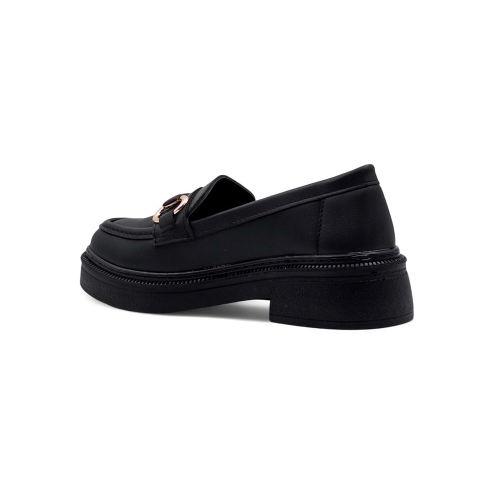 WHİTE ANGEL TOKA DETAYLI KADIN LOAFER AYAKKABI - SİYAH - 36