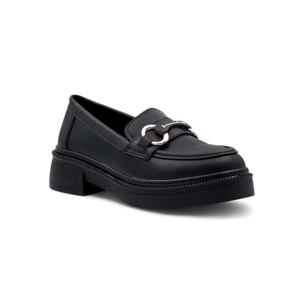 WHİTE ANGEL TOKA DETAYLI KADIN LOAFER AYAKKABI - SİYAH - 37