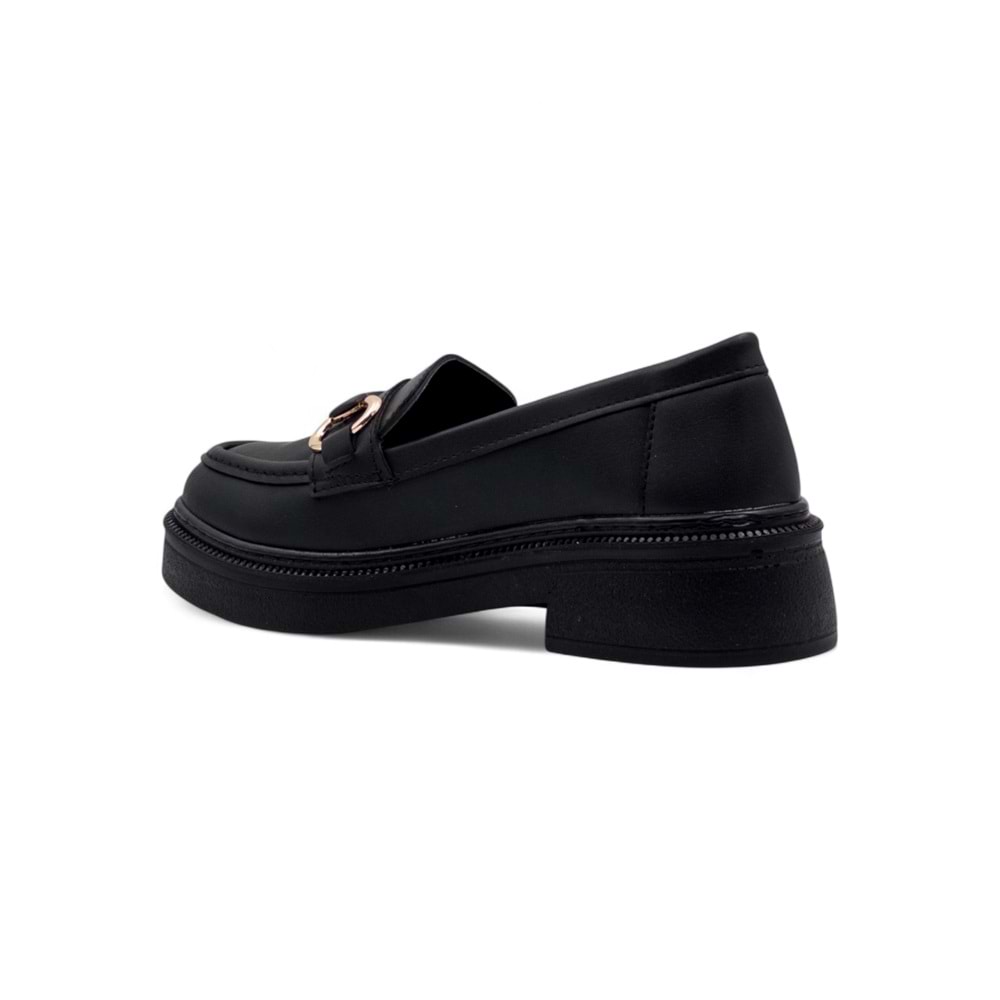 WHİTE ANGEL TOKA DETAYLI KADIN LOAFER AYAKKABI - SİYAH - 37