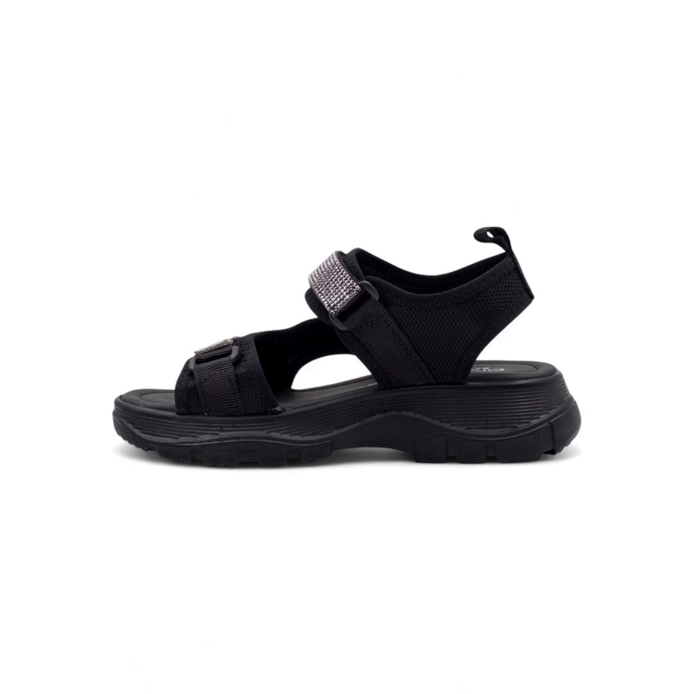 DİVAMOD TAŞLI CIRTLI KADIN SANDALET - SİYAH - 40