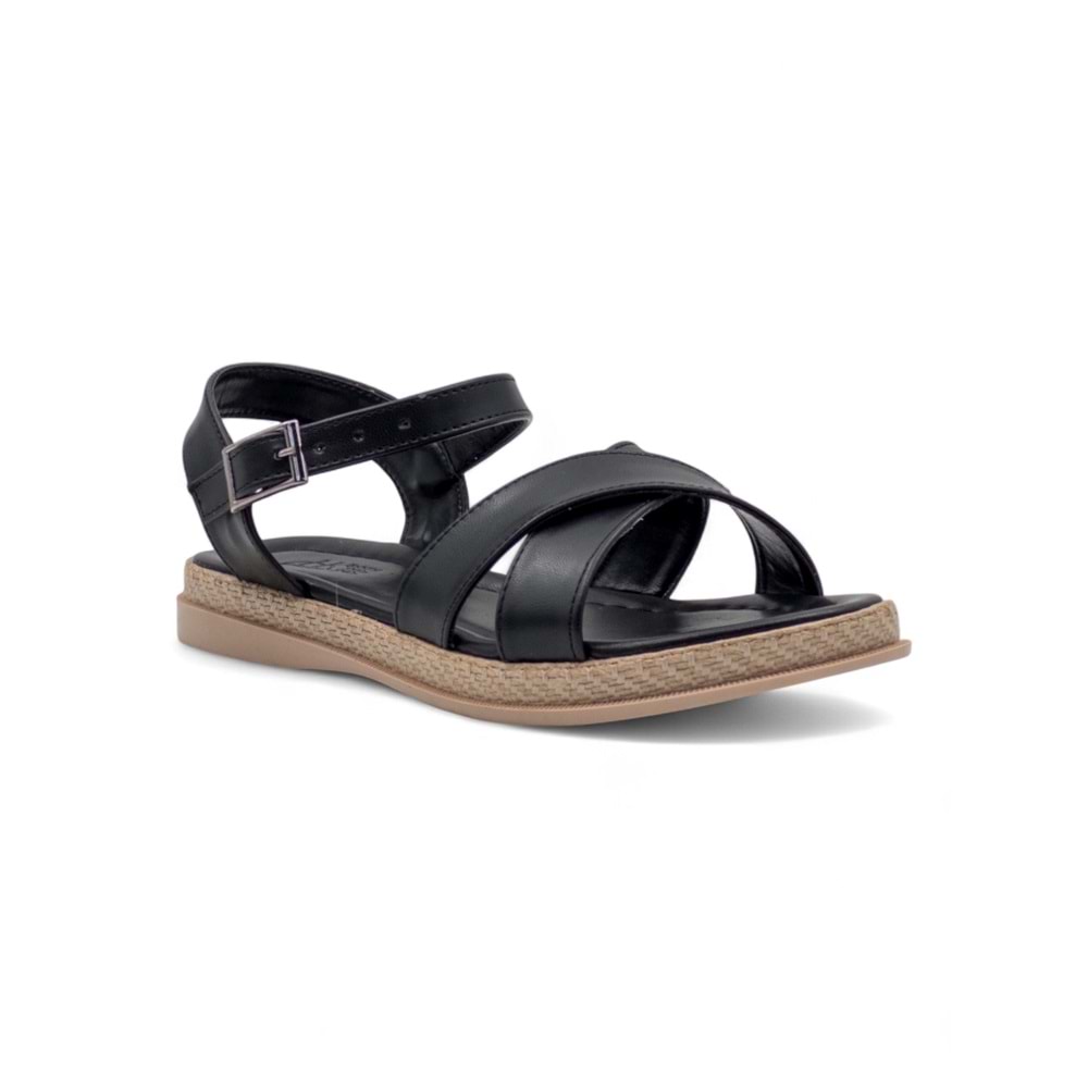 KAYGISIZ ÇAPRAZ KADIN SANDALET - SİYAH - 40