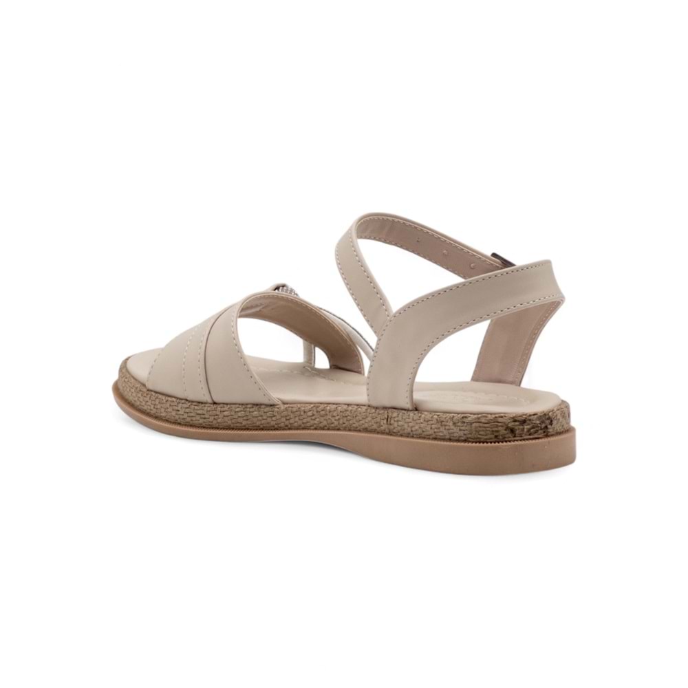 KAYGISIZ TAŞLI KADIN SANDALET - KREM - 40