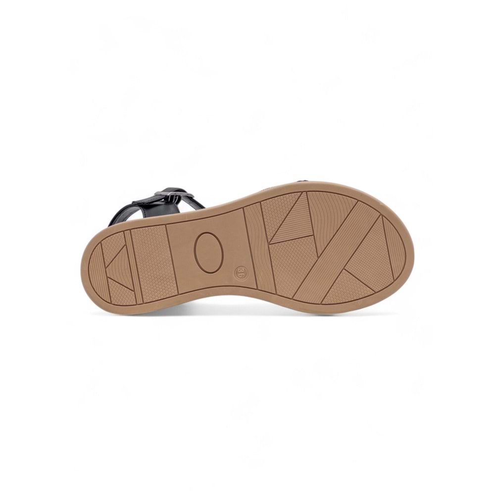 KAYGISIZ TAŞLI KADIN SANDALET - SİYAH - 40