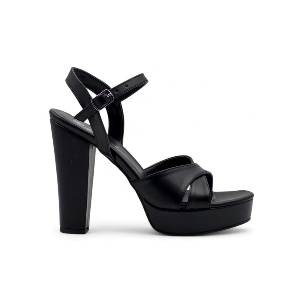 BERK ÇAPRAZ PLATFORM YÜKSEK KALIN TOPUKLU ABİYE - SİYAH - 35