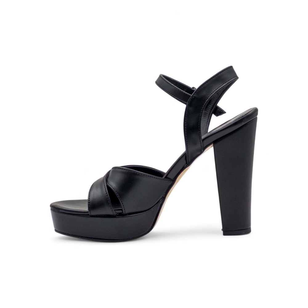 BERK ÇAPRAZ PLATFORM YÜKSEK KALIN TOPUKLU ABİYE - SİYAH - 35
