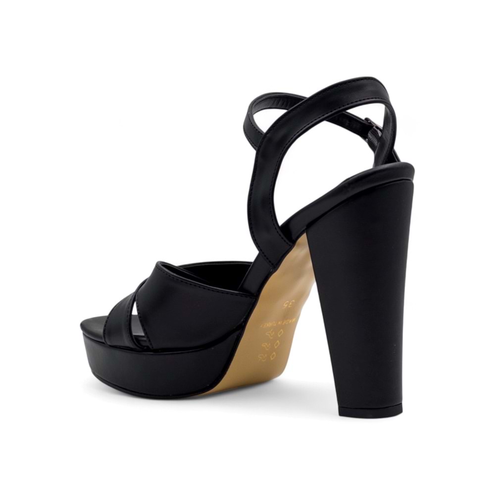 BERK ÇAPRAZ PLATFORM YÜKSEK KALIN TOPUKLU ABİYE - SİYAH - 35