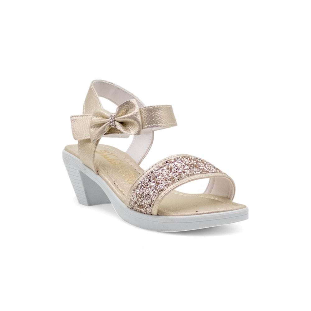 VARKAN TOPUKLU KIZ ÇOCUK SANDALET - ALTIN - 30