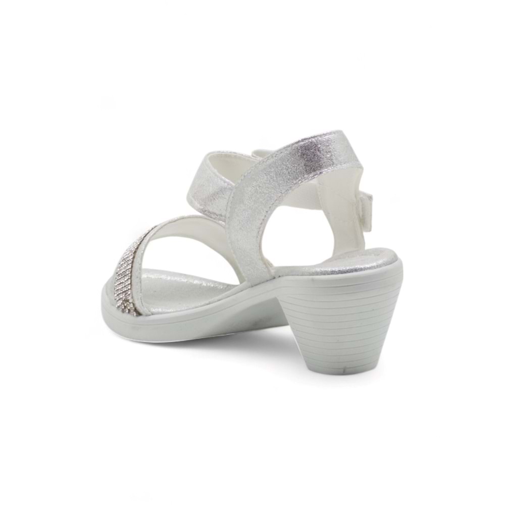 VARKAN TOPUKLU KIZ ÇOCUK SANDALET - GÜMÜŞ - 30