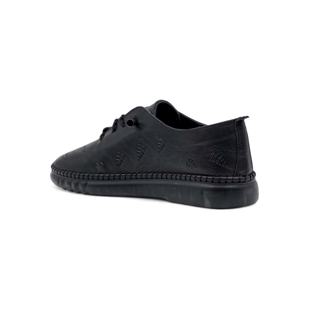 MR WHİTE LASTİK BAĞLI ŞEFFAF TABAN HAKİKİ DERİ KADIN GÜNLÜK AYAKKABI - SİYAH - 40