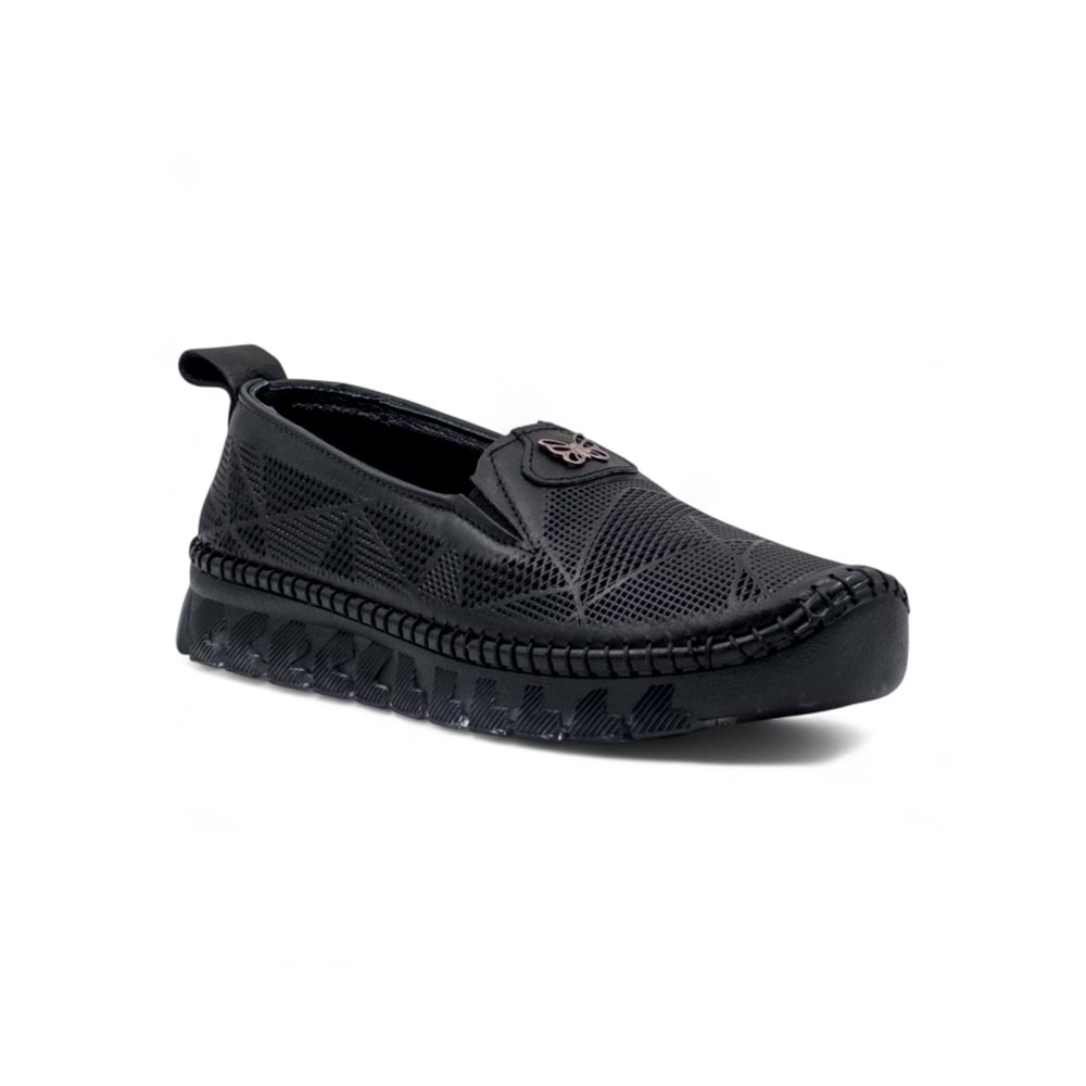 MR WHİTE TOKA DETAYLI ŞEFFAF TABAN HAKİKİ DERİ KADIN GÜNLÜK AYAKKABI - SİYAH - 36