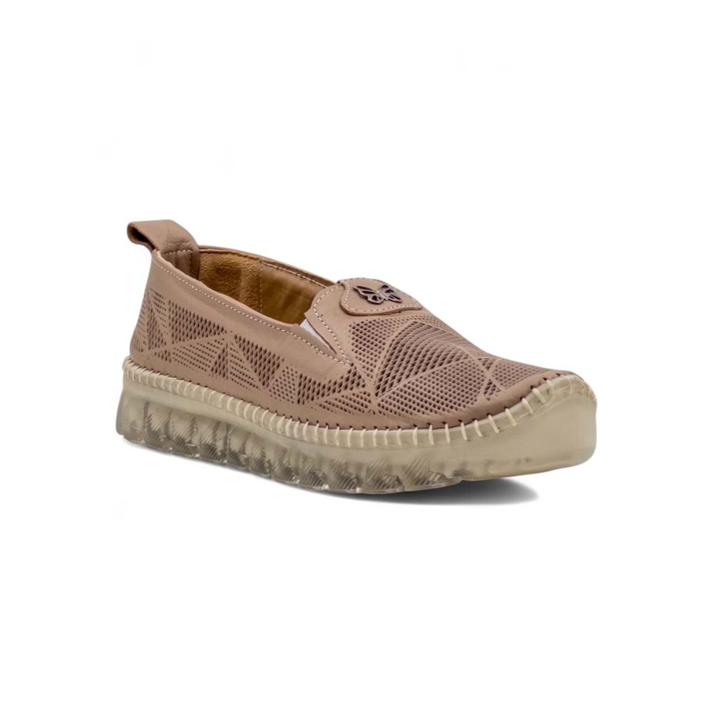 MR WHİTE TOKA DETAYLI ŞEFFAF TABAN HAKİKİ DERİ KADIN GÜNLÜK AYAKKABI - VİZON - 40