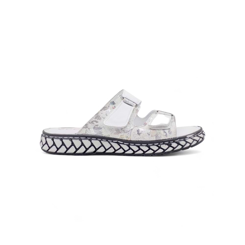 MR WHİTE ORTOPEDİ CIRTLI HAKİKİ DERİ KADIN TERLİK - BEYAZ - 40