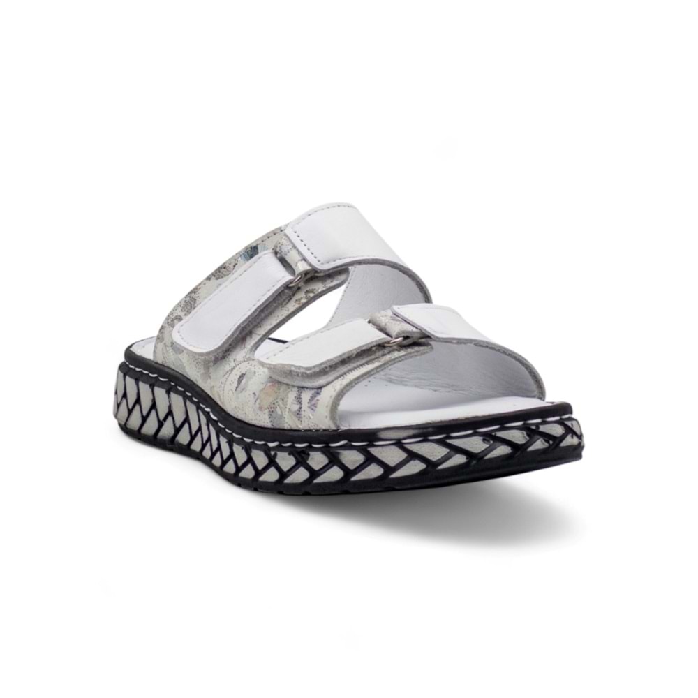 MR WHİTE ORTOPEDİ CIRTLI HAKİKİ DERİ KADIN TERLİK - BEYAZ - 40