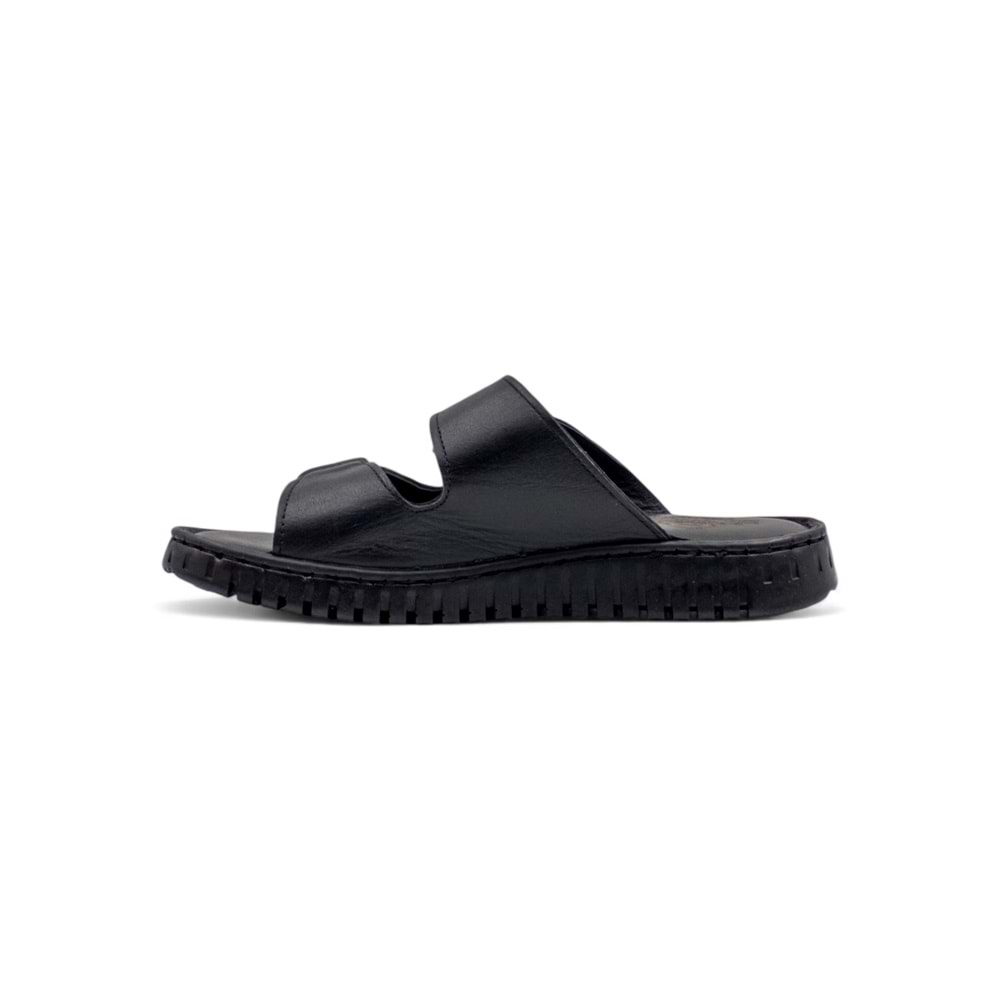 MR WHİTE ORTOPEDİ CIRTLI HAKİKİ DERİ KADIN TERLİK - SİYAH - 40