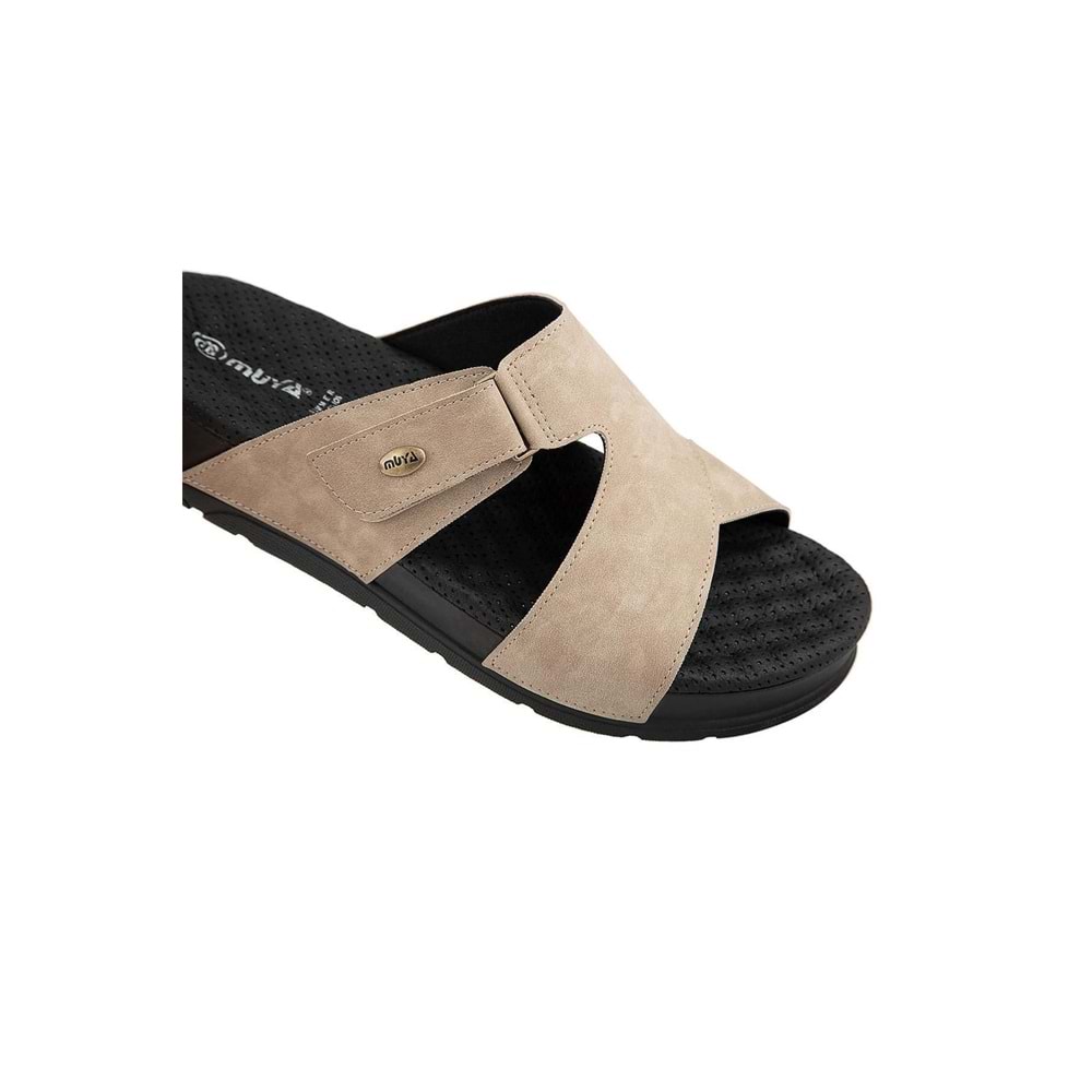 Muya Orka Anatomik Taban Topuk Dikeni Erkek Terlik - Krem - 40