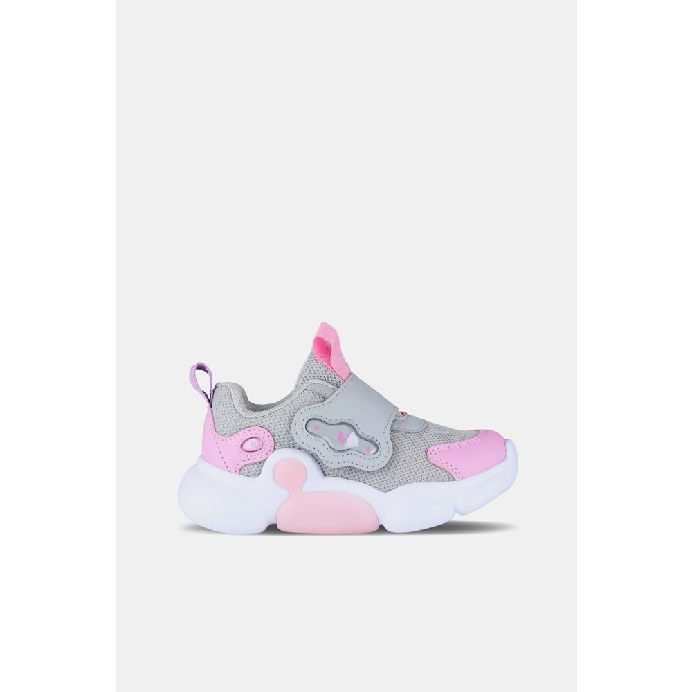VİCCO GUM KIZ BEBEK IŞIKLI SPOR AYAKKABI - GRİ-PEMBE - 22