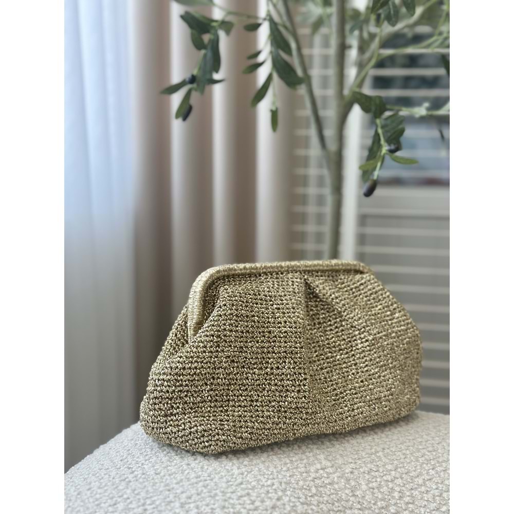 blancaston Simli İp El Örgüsü Clutch Çanta