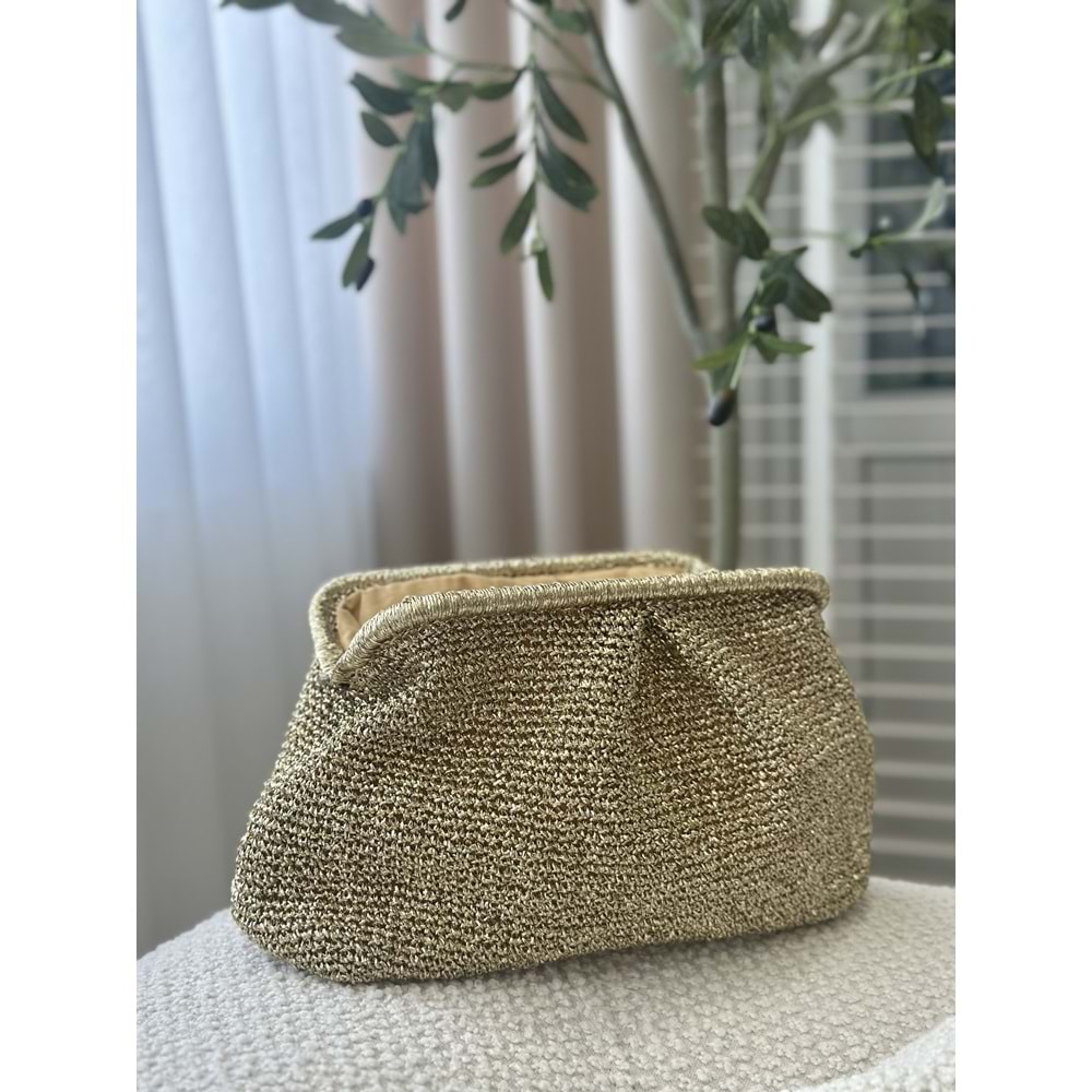 blancaston Simli İp El Örgüsü Clutch Çanta
