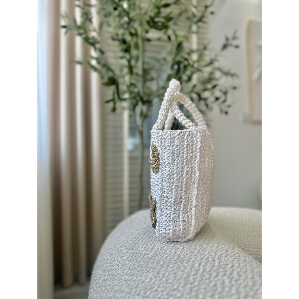 blancaston Hasır El Örgüsü Motifli Çanta