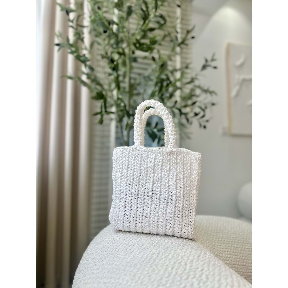 blancaston Hasır El Örgüsü Motifli Çanta