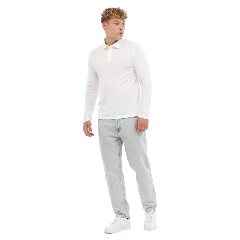 KİNETİX MB SN329 UKOL POLO 5PR ERKEK UZUN KOL POLO TİŞÖRT - BEYAZ - L