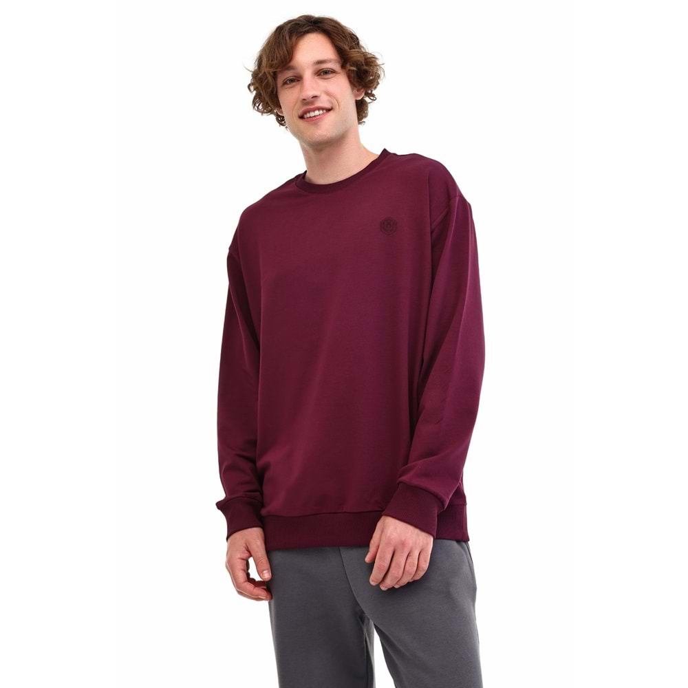 LUMBERJACK MB SN75 C NECK SW 5PR ERKEK SWEATSHİRT - BORDO - L