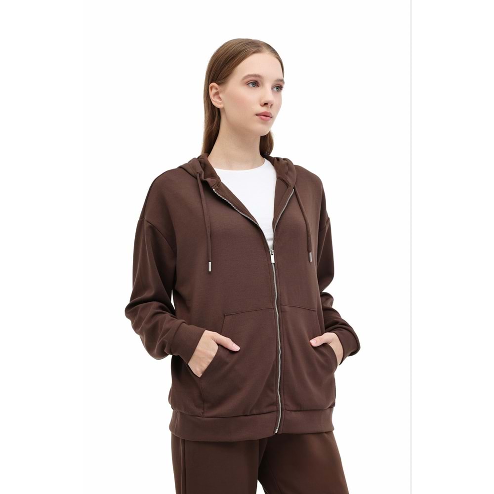 LUMBERJACK WB CARLA-H GINSEN 5PR KADIN EŞOFMAN ÜSTÜ - KAHVERENGİ - XS