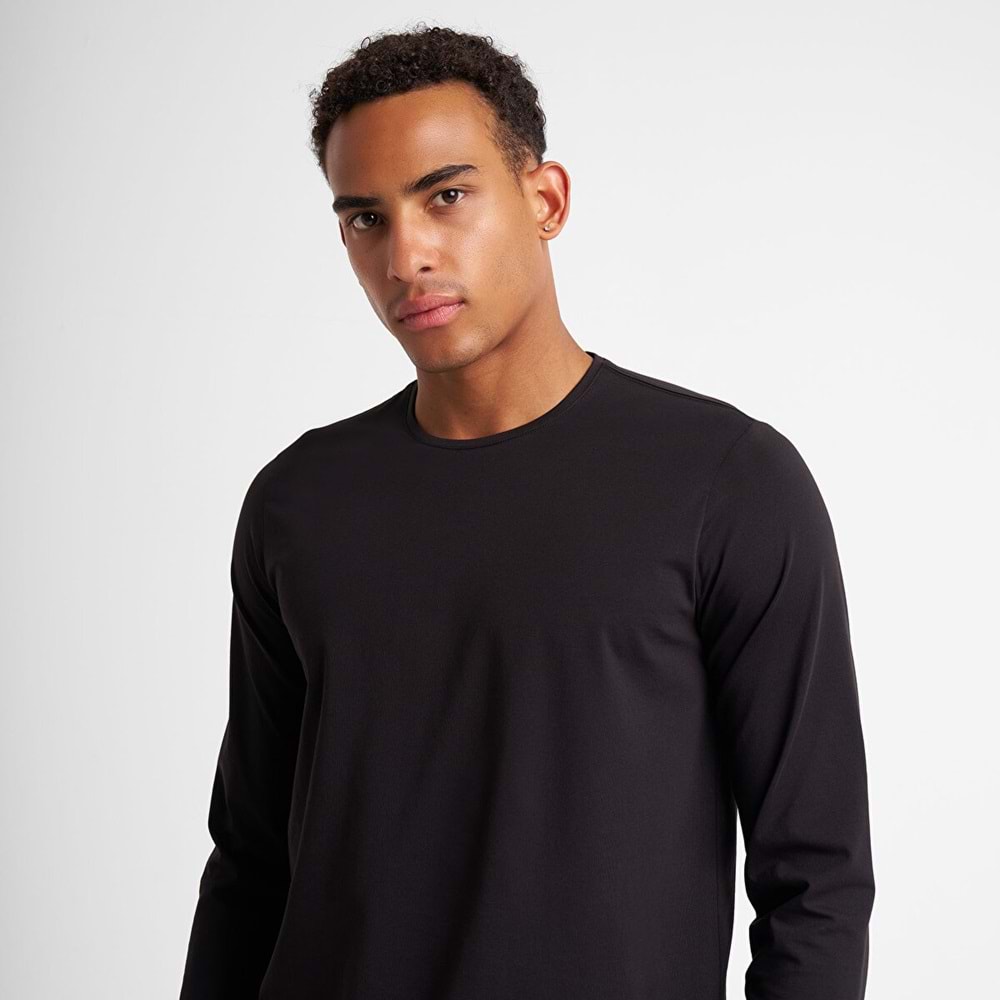 LESCON 25S-1236-25N ERKEK UZUN KOL TİŞÖRT - SİYAH - L