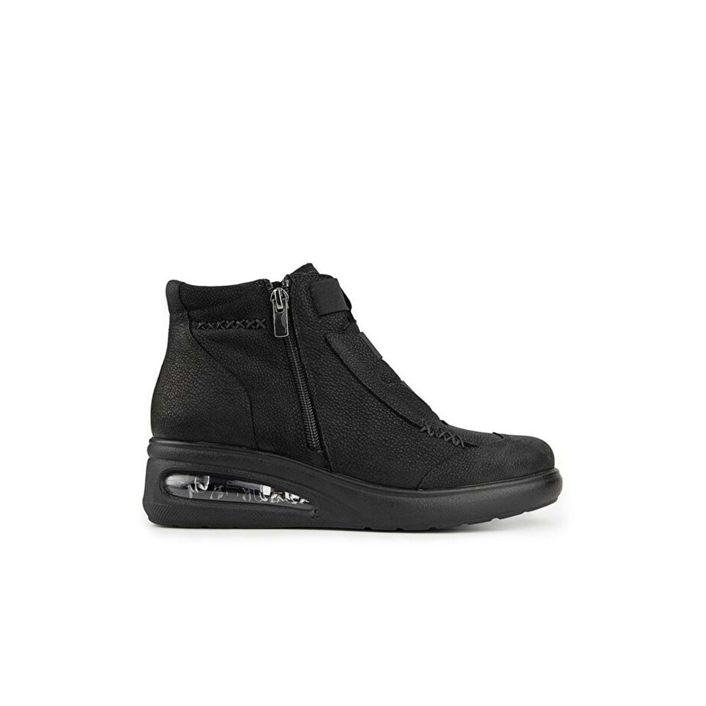 Muya Baie Anatomik Air Max Tabanlı Hakiki Deri Kadın Bot - Siyah - 36