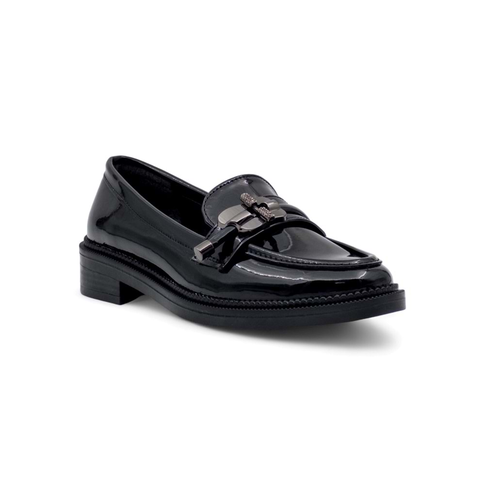 TRENDY 0701 TOKA DETAYLI RUGAN KADIN LOAFER - SİYAH - 40