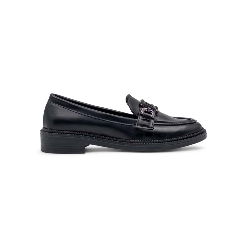 TRENDY 0705 TOKA DETAYLI KADIN LOAFER - SİYAH - 40