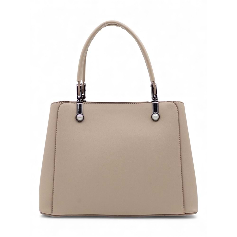 1010 Kadın 3 Bölmeli El ve Omuz Çantası - KREM