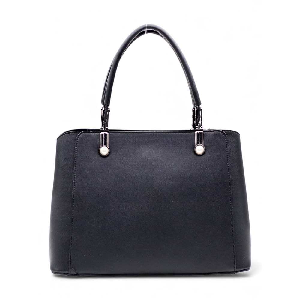 1010 Kadın 3 Bölmeli El ve Omuz Çantası - SİYAH-BORDO