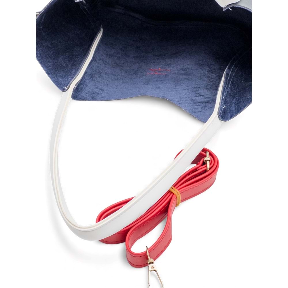 1020 Kadın Makyaj Çantalı El ve Omuz Çantası 2 li Set - LACİVERT