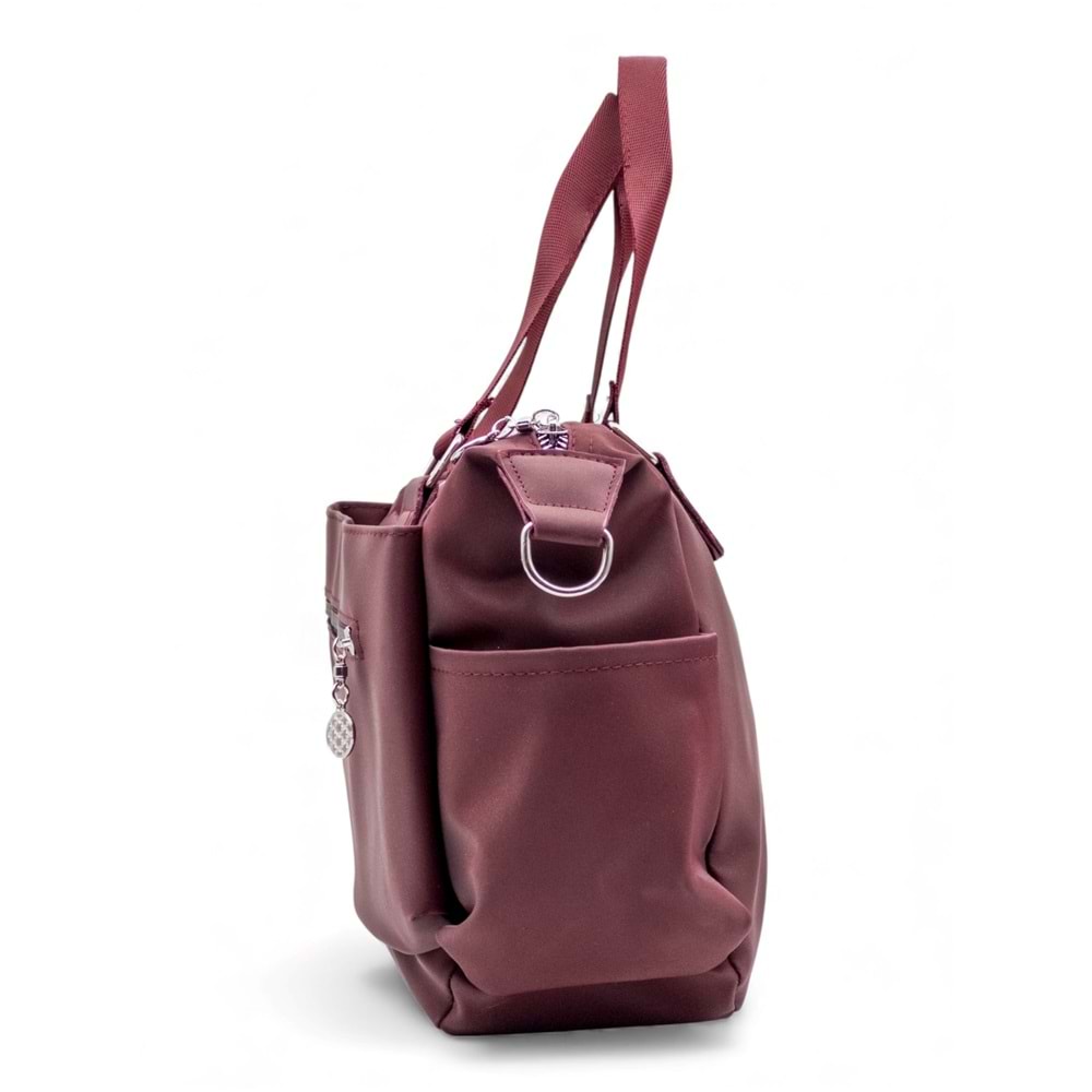 1030 Kadın Çok Bölmeli Günlük Seyahat El ve Omuz Çantası - BORDO
