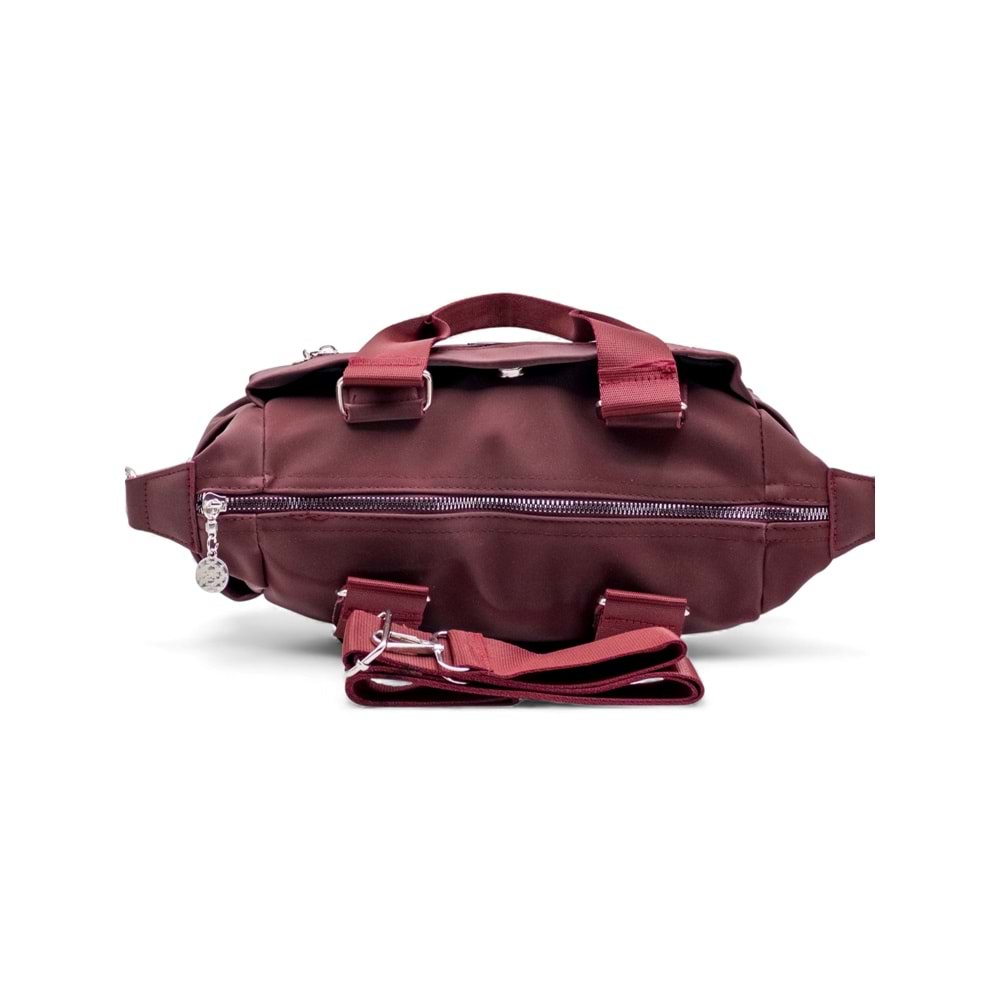 1030 Kadın Çok Bölmeli Günlük Seyahat El ve Omuz Çantası - BORDO