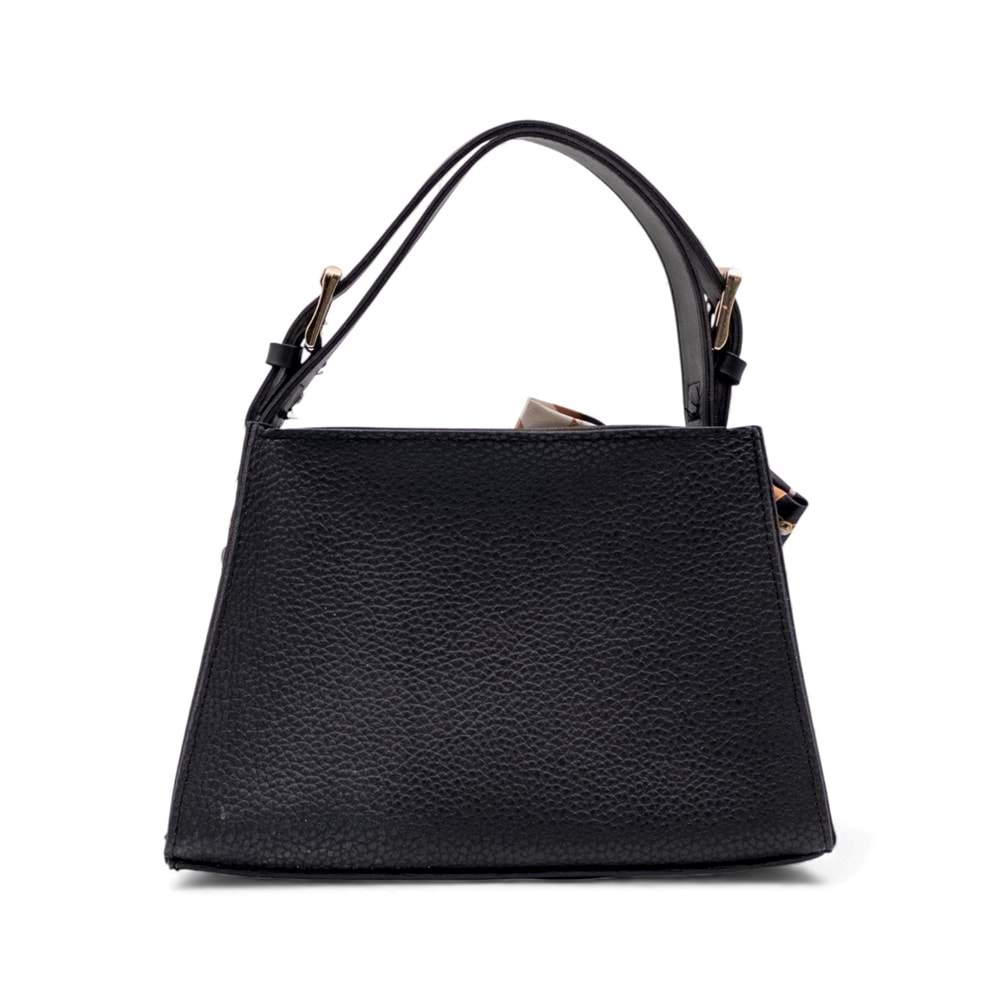 1050 Kadın Kurdele Detaylı El ve Omuz Çantası - SİYAH